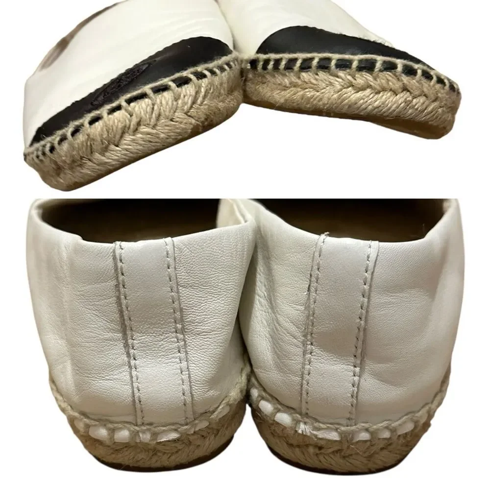 Tory Burch White Black Colorblock Espadrilles Flats 7.5